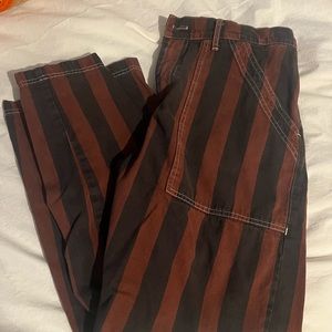 big bud press work pants brown black stripe size medium
